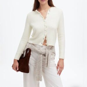 Sz Small Madewell Cotton-Blend Winter White Shrunken Cardigan